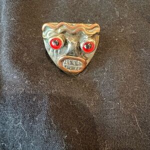 Cindy Bolin hand made Sterling silver one-of-a-kind Unique Face ring